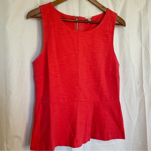 J CREW Women’s Bright Pink Salmon Sleeveless Peplum Fit Flare Blouse Medium - Picture 11 of 11